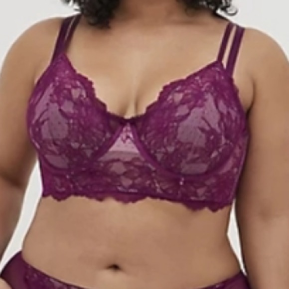 Torrid Bra Unlined Underwire Longline Floral Lace Size 2 Nwt
